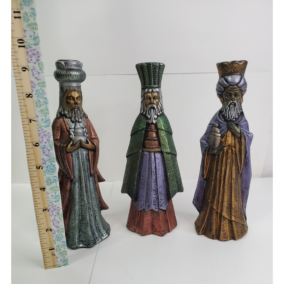 Nativity Three Wise Men Candle Stick Holder Composite Mid Century - Picture 4 of 13